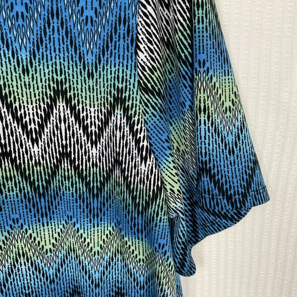 Per Seption Concept Tunic Top Women 1X Black White Red Chevron 3/4 Sleeve Blouse - Picture 11 of 16